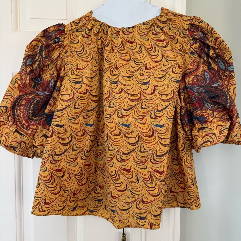 Ulla Johnson Yellow And Red Patterned Blouse - image 1